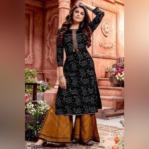 Cotton Bandhani Top With Sharara Pant